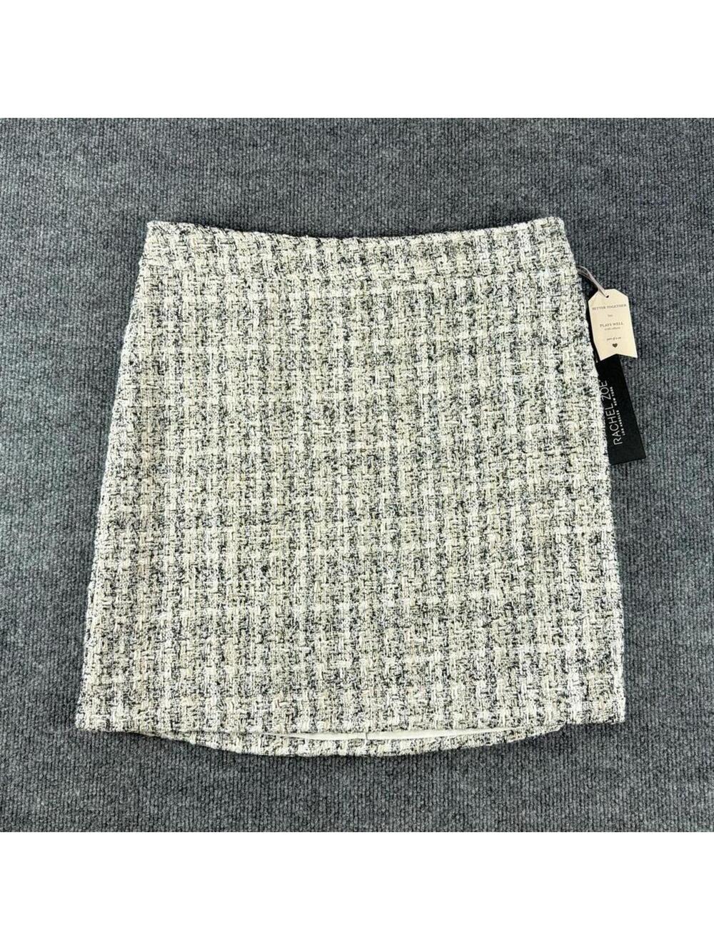 NWT Rachel Zoe Tweed Zip Back Mini Skirt Size 6 -‎ Schoolgirl, Light Academia